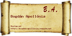 Bogdán Apollónia névjegykártya